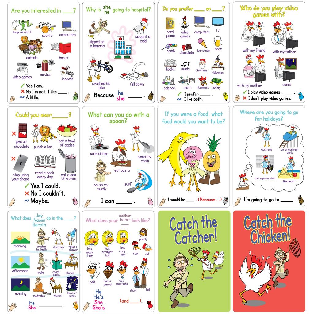 GOLD Advanced Level Catch The Chicken English Card Game Q&A