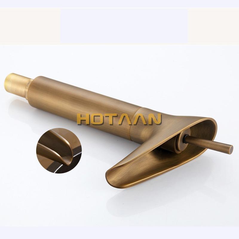Rubinetto a Cascata Classico in Bronzo Antico per Lavabo a Foro Singolo Acqua Calda Fredda Rubinetto a Calice per Lavabo da Bagno YT-5039