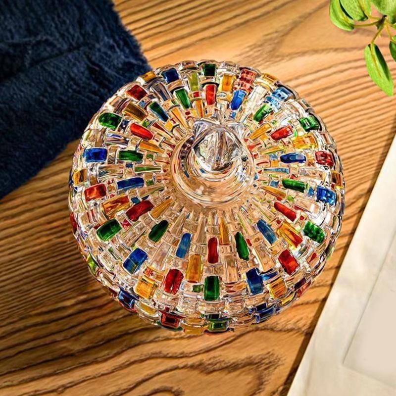 Bunte Glasbehälter mit Deckel Kristallgläser Süßigkeitenschalen Schmuckschatulle für Hochzeit, Weihnachtsfeier Dekorative Süßigkeitenschale