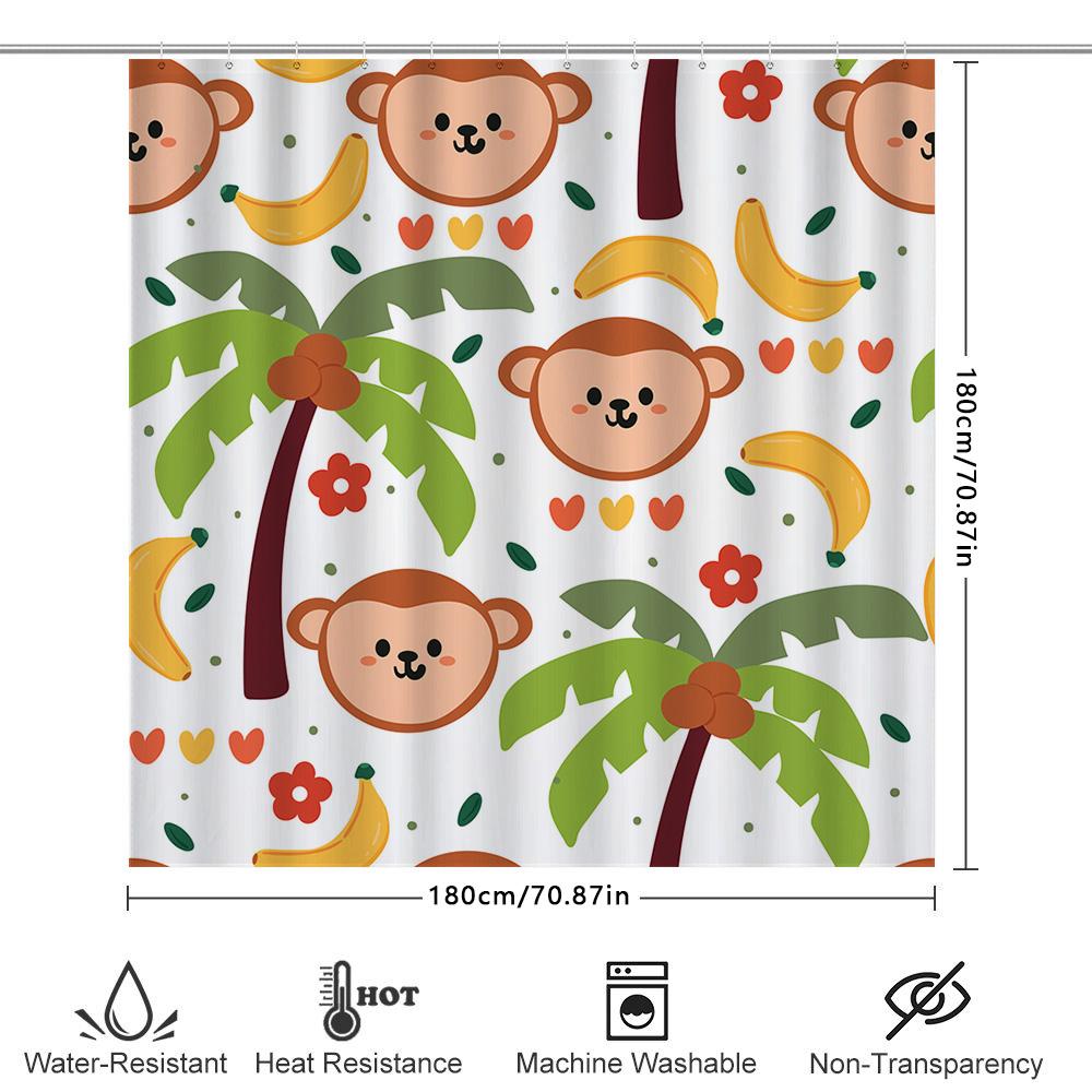 Dieren Fruit Patroon Douchegordijn 3D Geprint Stof Waterdicht Decoratief Voor Badkamer Kindvriendelijk