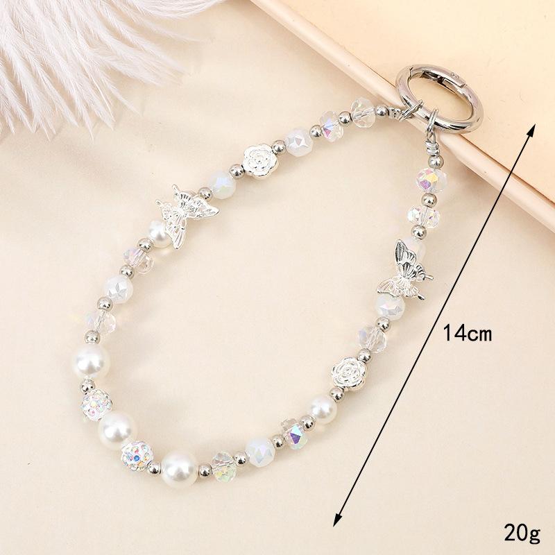 

Цепочка для телефона на запястье, бисерный шнурок для мобильного телефона, ремешок на запястье, съемный милый брелок для телефона, для чехла телефона с прозрачными патчами для телефона белый