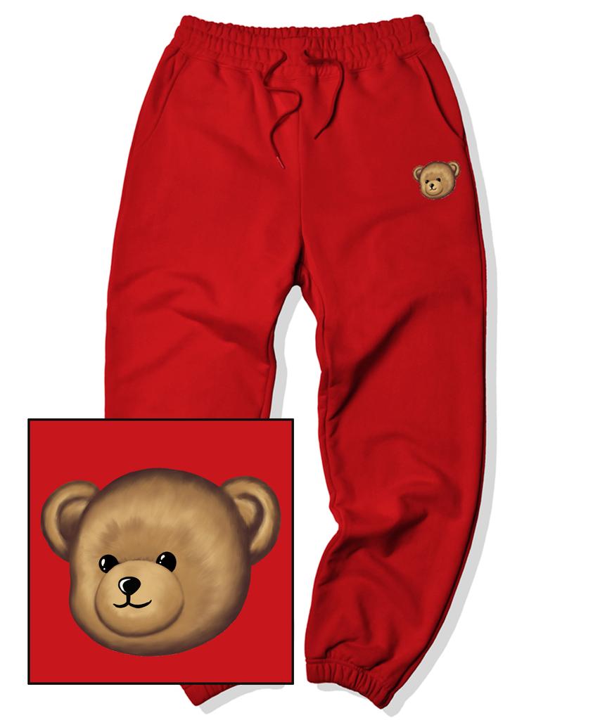 TRIPSHION Small Bear Logo Jogger Sweatpants - Red