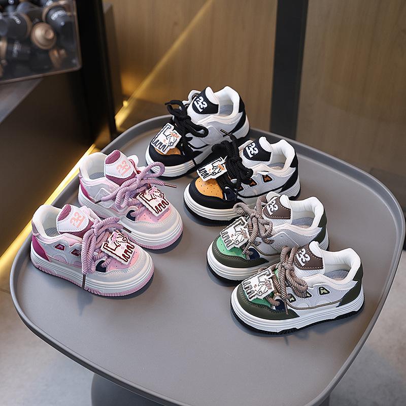 New Autumn Boys and Girls Fashion Trend Solid Non-slip Wear-resistant Soft Sole College Style Casual Sneakers