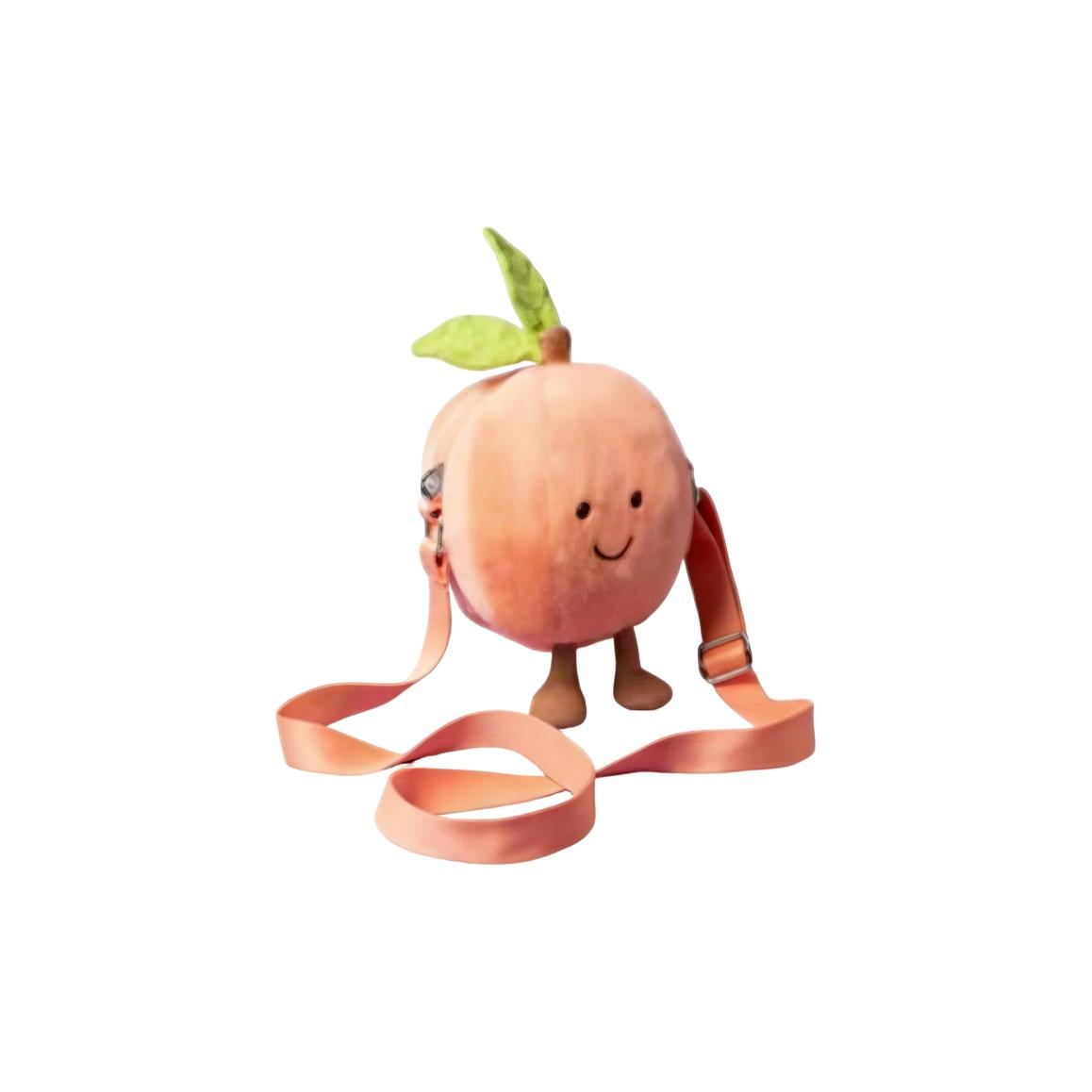 JELLYCAT Interesting Food Double Leaf Peach Bag Crossbody Bag Dolls Plush Doll 18cm High JELLYCAT-2601-0007