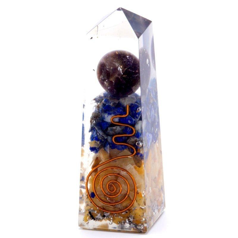 Orgonite Obelisk Point Copper Lapis Yellow Aventurine 90x25mm