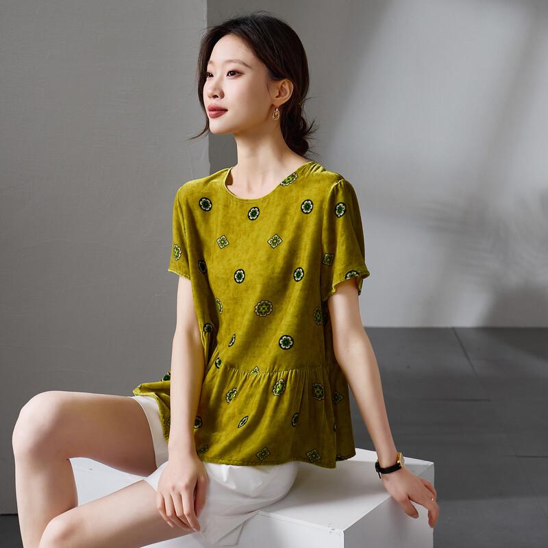 SOFSIL Women s Loose Fit Printed Silk Blouse M