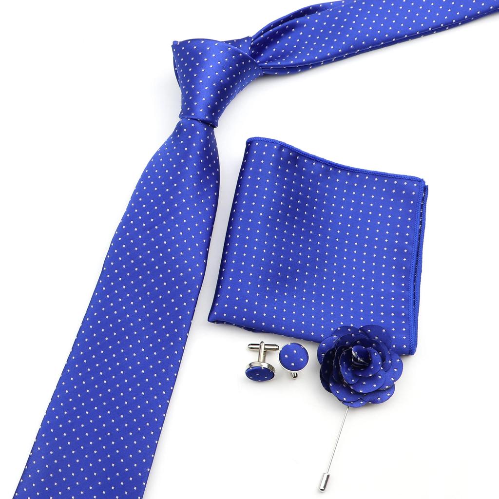 Luxusní, Pánská Kravata Set, Obchodní Kravata, Sada Manžetových Knoflíčků, Pánská Polyesterová Kravata, Dot Hanky. Kapesní náměstí