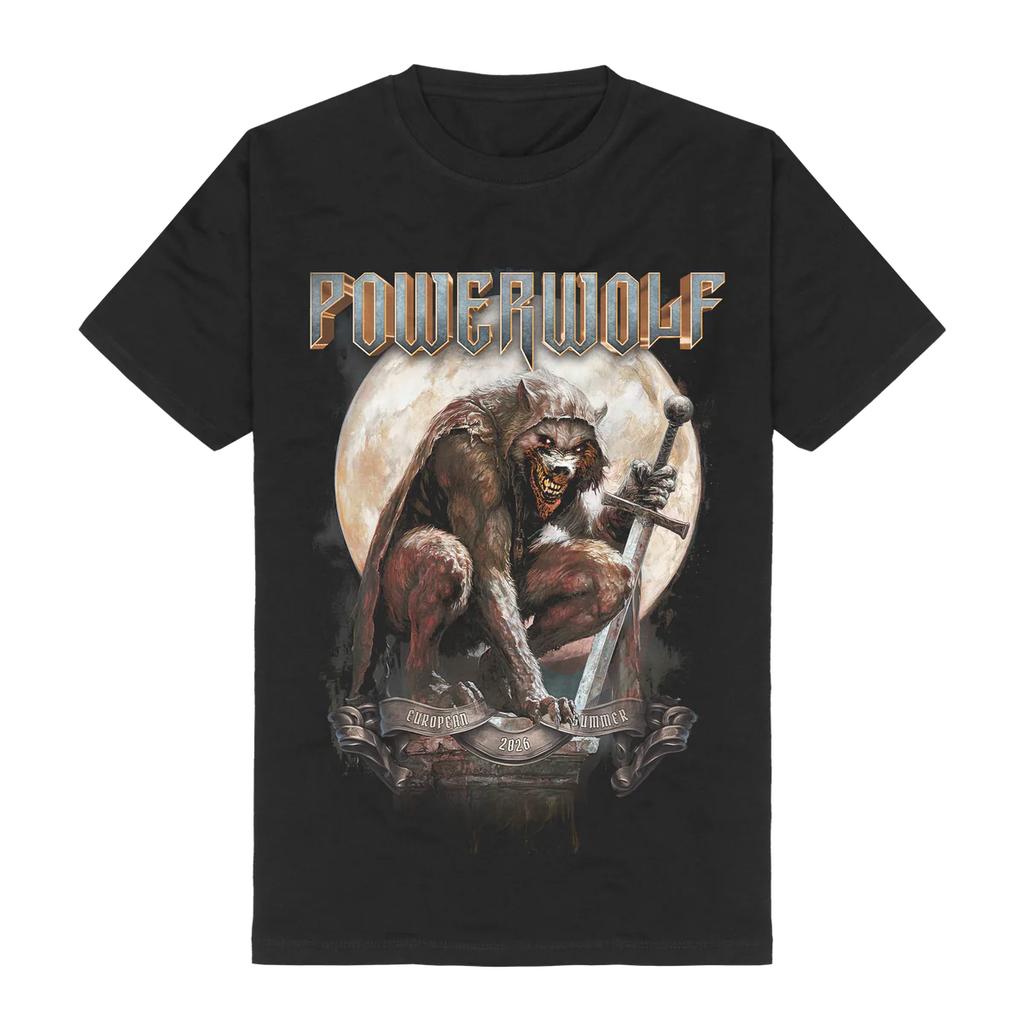 Powerwolf 2026 European Summer Tour Double Sided T-Shirt Werewolf Moon Graphic Power Metal Band Unisex Cotton Tee
