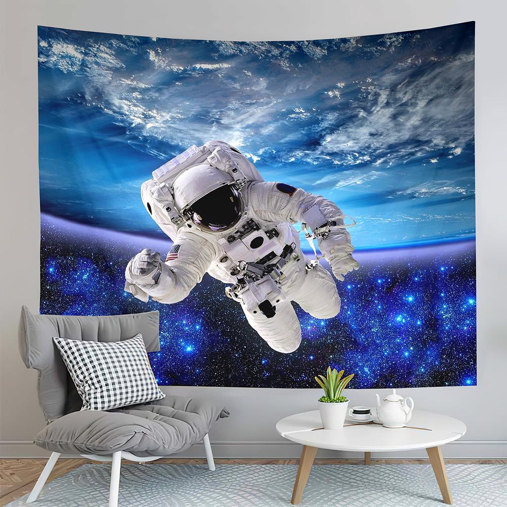 Funny Astronaut Tapestry Outer Space Tapestry Hold Up The Moon Tapestry Home Living Room Bedroom Dorm Wall Hanging Decor Blanket