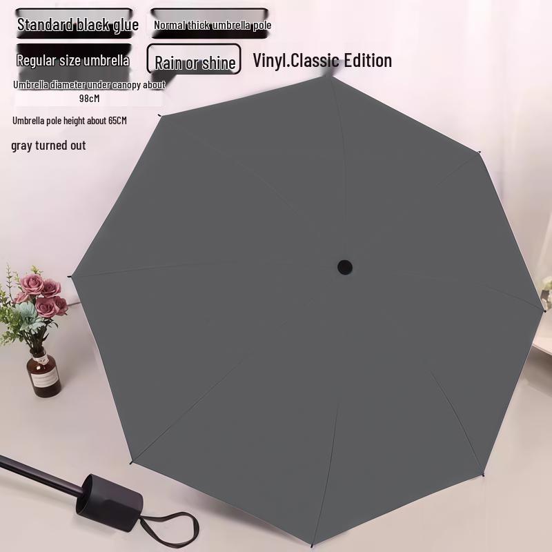 Large Dual-Use Umbrella for Sun and Rain, Manual Folding, Reinforced for Two, Black Glue Sunscreen, Suitable for Men and Women
