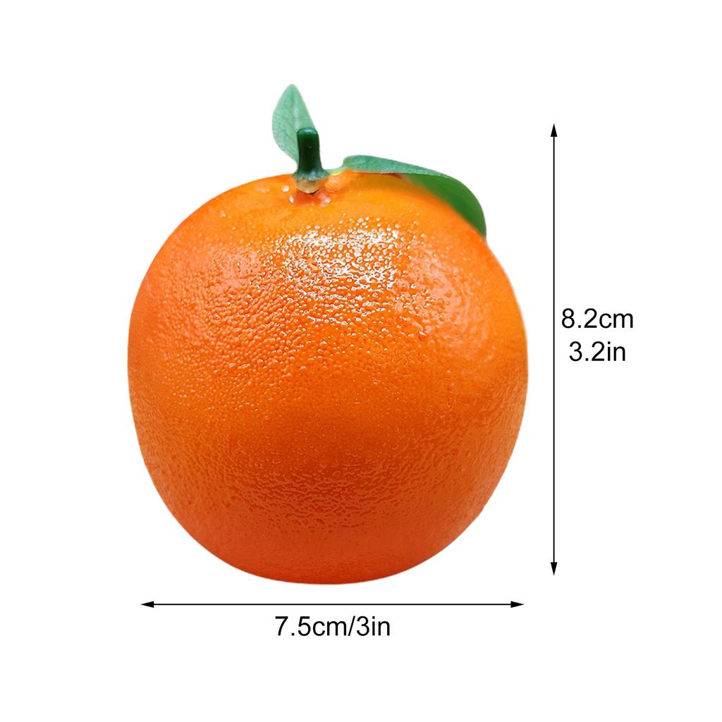 Artificial Orange with Green Leaves Foam Lifelike Faux Simulation Orange Fruit for Home Party Kitchen Decor Photography Props