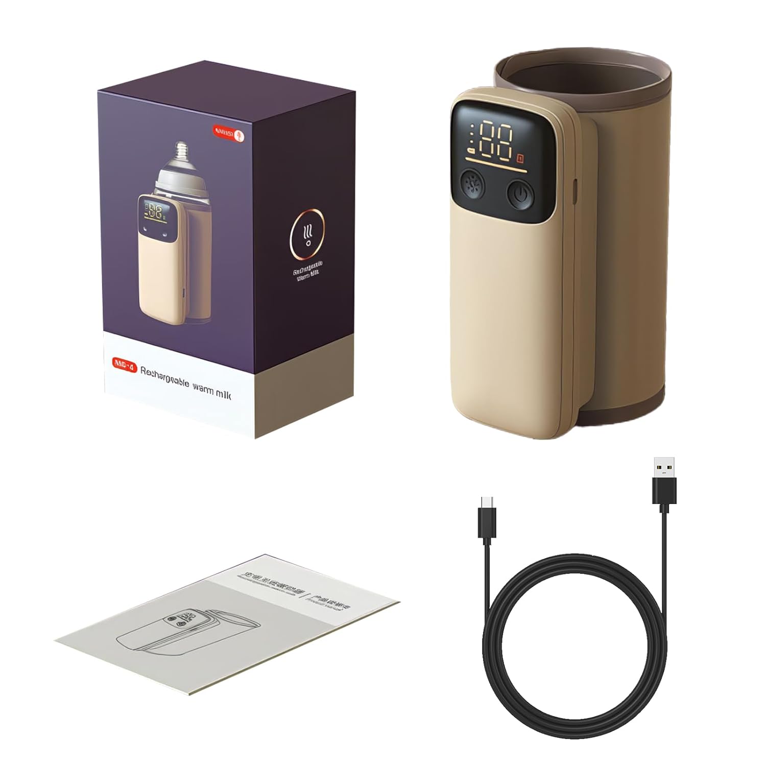 

Портативный подогреватель бутылочек для путешествий, быстрый нагрев - Дорожный подогреватель бутылочек с питанием от батареек и дисплеем температуры (Бутылка в комплект не входит.)