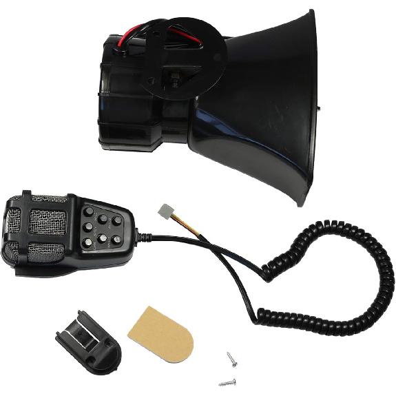 Car Siren Horn 7 Tone Sound Siren Police Mic PA Speaker Car System Emergency with Microphone Amplifier-100W Emergency Sound Electric Horn-12V