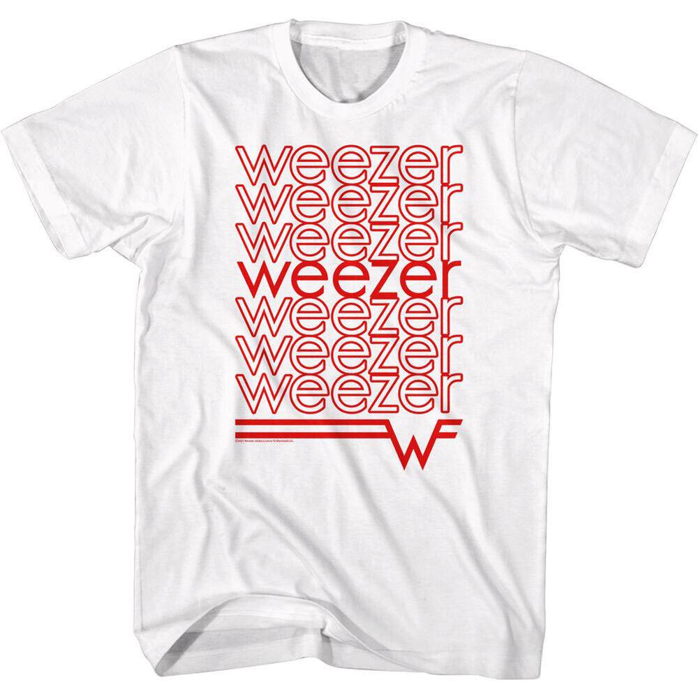 

Weezer Белая футболка унисекс с повторяющимся логотипом Weezer