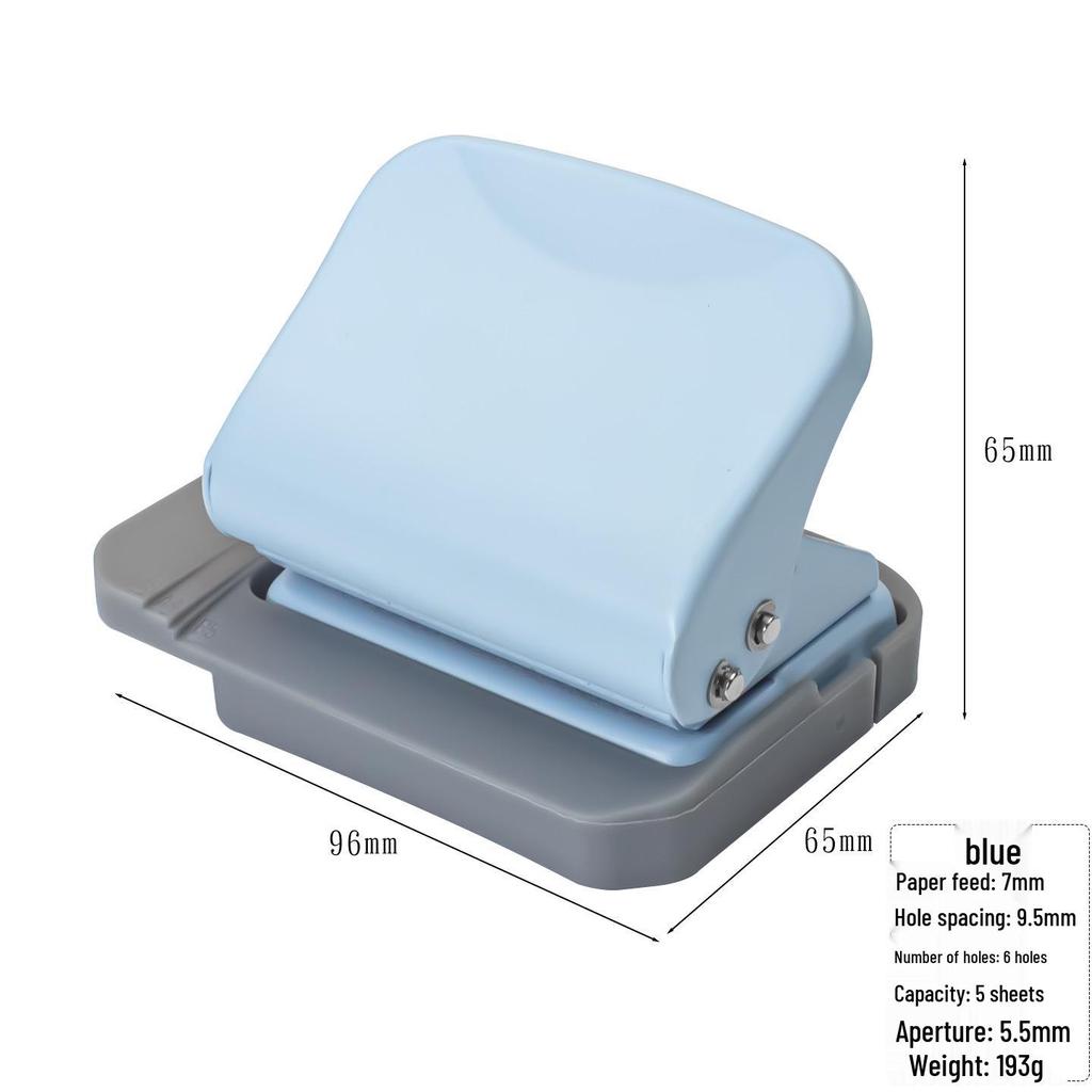 6-Hole Round Loose-Leaf Puncher, Student-Friendly, Multi-Hole, Manual, Labor-Saving.