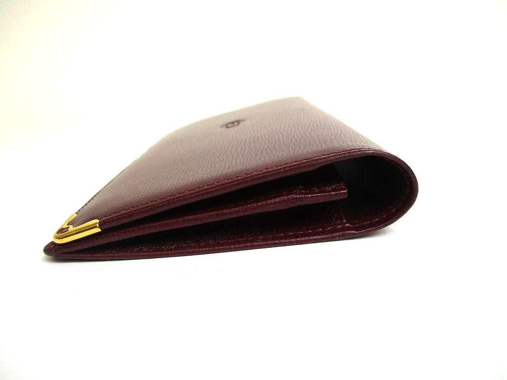 Authentische Cartier Must de Cartier Bordeaux Leder Bifold Lange Geldbörse #a590 Überholt