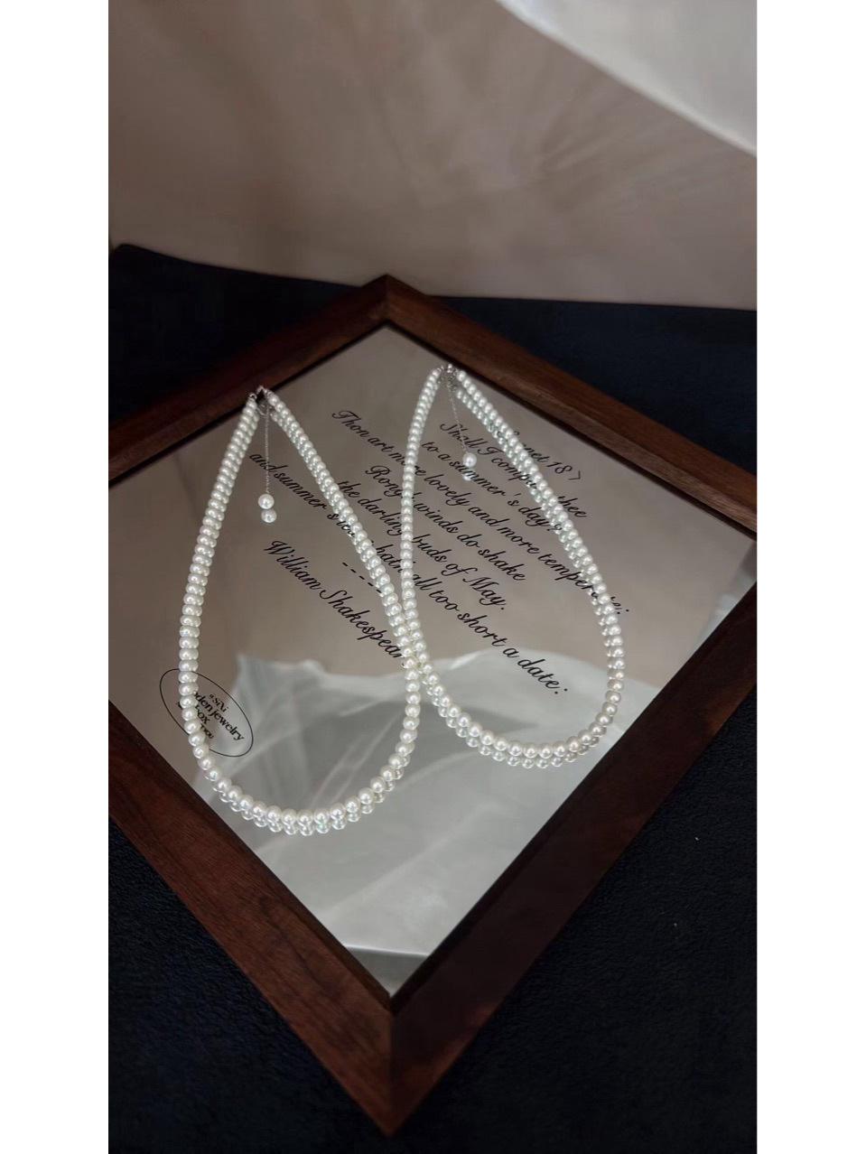 Elegant Double Layer 4mm Seed Pearl Choker for Women - Coco Style Clavicle Necklace Natural