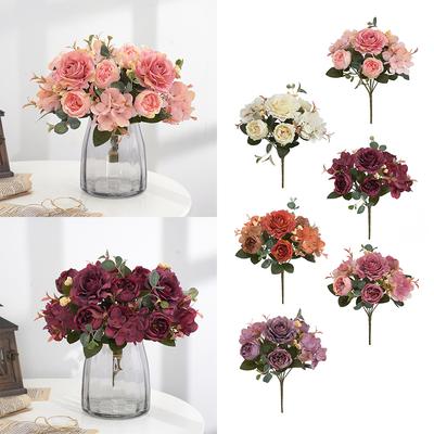 Flores artificiales de peonía de seda, ramo falso, decoración para fiesta de boda
