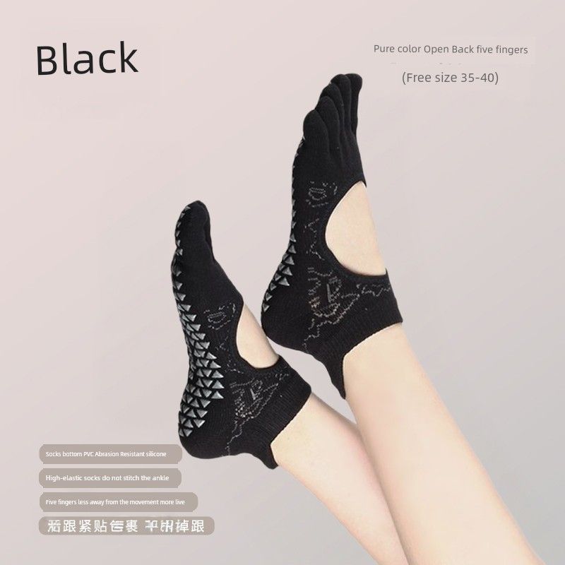 

Yoga Socks Non-Slip Socks Pilates Socks Toe Socks Yoga Socks Professional Women s Summer Sports Fitness Toe Socks Thin [Open Back] Pure Color Black
