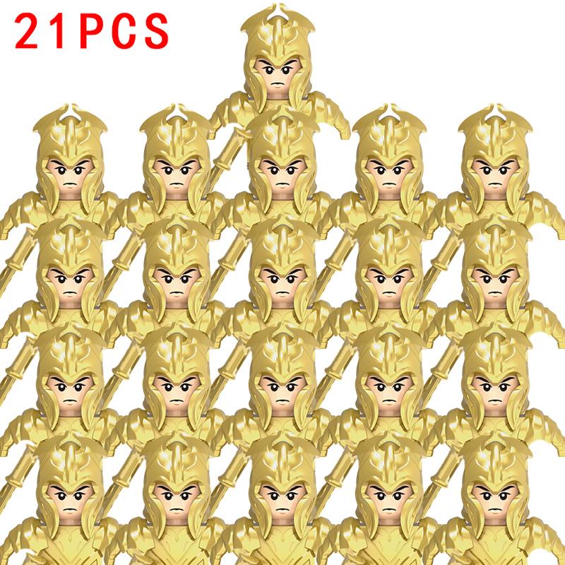 

21 шт. Фигурки MOC Армия Бронированная гвардия Лучник Воин Солдаты Строительные блоки Рыцари Щит Оружие Кирпичики Игрушки