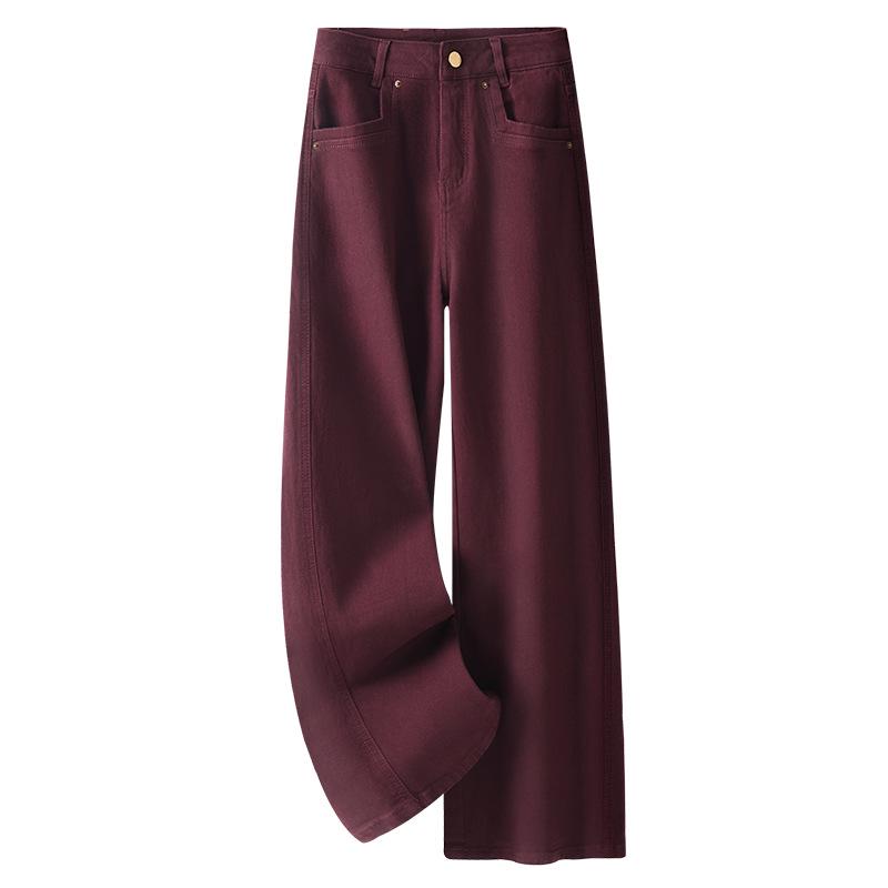 

2024 Женские Джинсы Петит Свободного Кроя, Стройнящие, Широкие от Бедра, на Осень/Зиму M красный