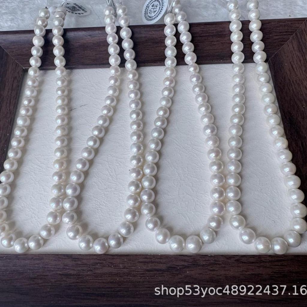 9-10mm Freshwater AK Pearl Strand Necklace: Perfectly Round, Clean Surface, High Gloss, Ideal Gift for Mothers