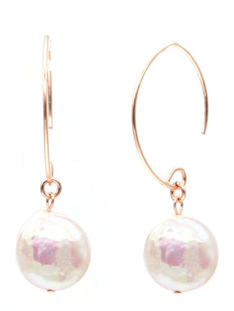 

miwaki freshwater pearl baroque pearl earrings K14GF K14 pink gold filled accessories simple hook earrings ladies metal allergy friendly made in Japan