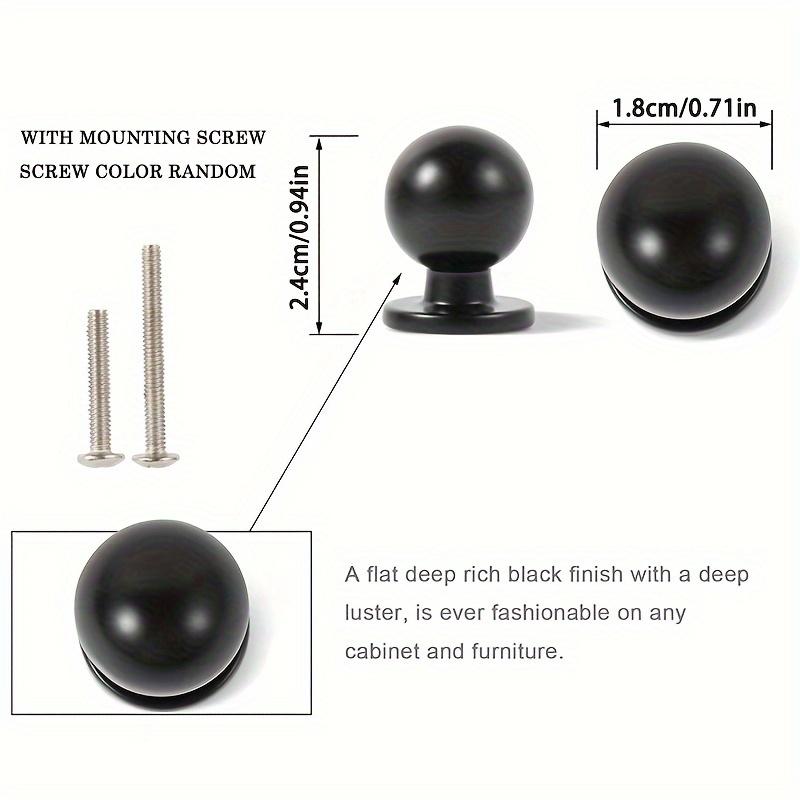 10 / 20szt (0,71*0,94 cala) Gałki do szafek kuchennych, gałki do komody, gałki pełne, uchwyty do szuflad, uchwyty do komody, matowa czerń, z dwoma rozmiarami śrub