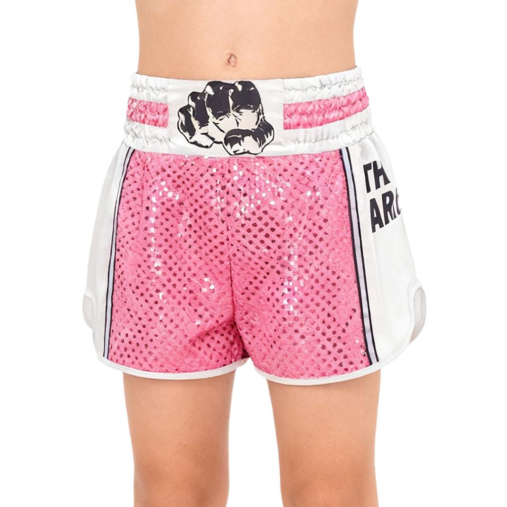 Boxershorts für Kinder (Jungen und Mädchen) mit elastischem Bund, glänzenden Pailletten, Farbblockmuster und Seitenschlitzen