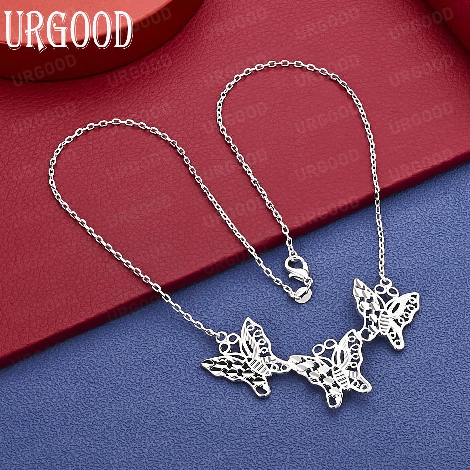 925 Sterling Silver Exquisite Hollow Butterfly Necklace - Banquet Gift Jewelry