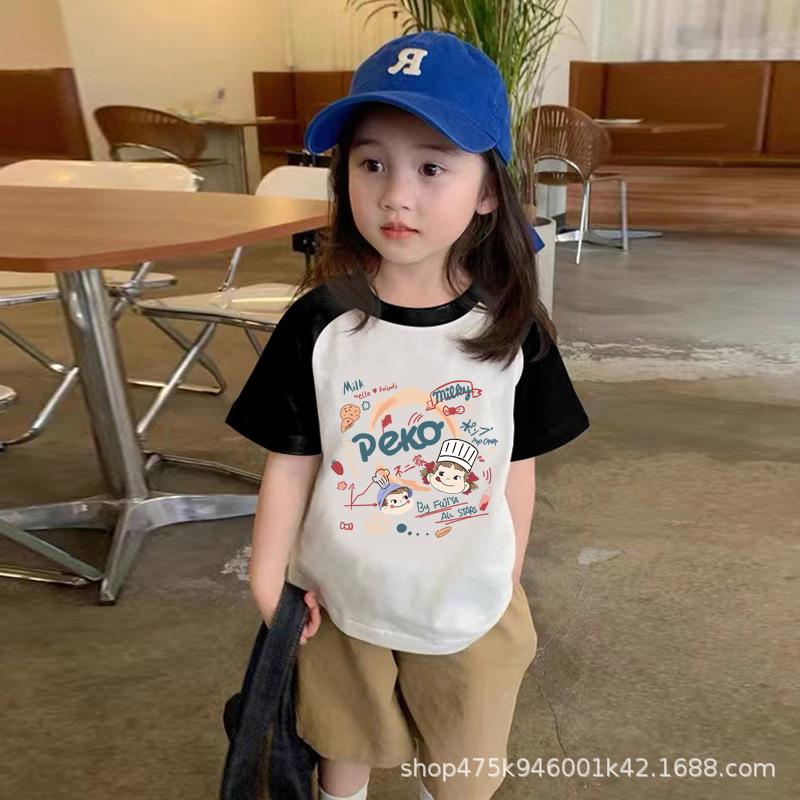 Kids Cotton Short Sleeve T Shirt Summer Thin Casual Round Neck Top Unisex Half Sleeve Tee