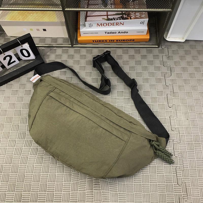 Commuter Shoulder Bag Solid Color Crossbody Bag Student Lightweight Sports Nylon Chest Bag