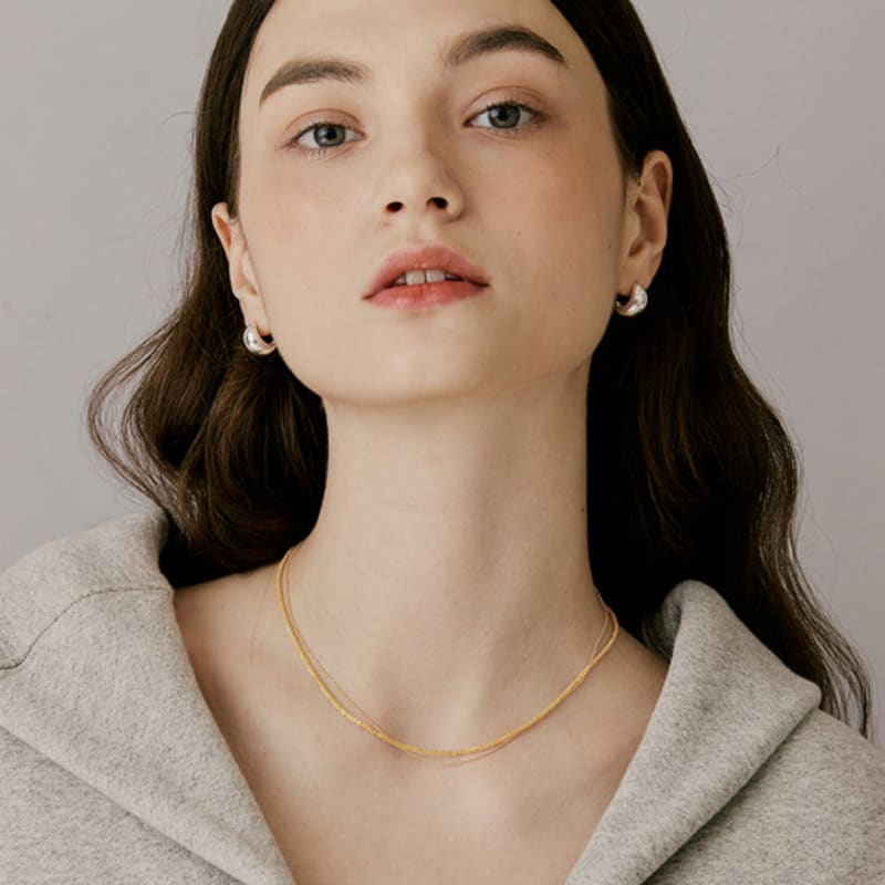 VINTAGE HOLLYWOOD [925 Silver] Twinkle Layered Necklace_VH25NNNE110V