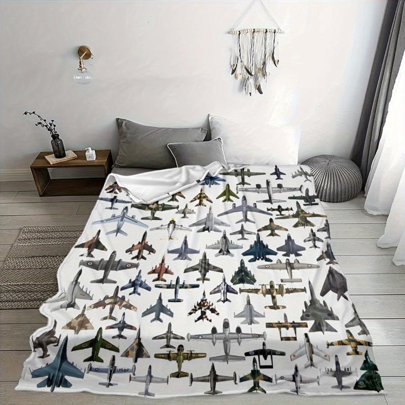 Militärflugzeug Fleece-Kuscheldecke - Weich, Bequem und Leicht für Sofa, Bett, Reisen - Ganzjahresnutzung
