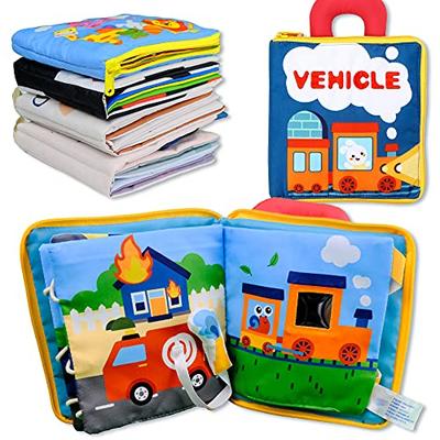Richgv Baby Cloth Book, Baby Cloth Toy, Brain Development, Outing Cloth Book, Transportation, Life Skills [0 Months and Up] [Educational Toy] [Cloth T