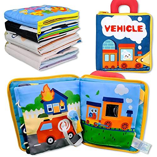 

Richgv Baby Cloth Book, Baby Cloth Toy, Brain Development, Outing Cloth Book, Transportation, Life Skills [0 months and up] [Educational Toy] [Cloth T