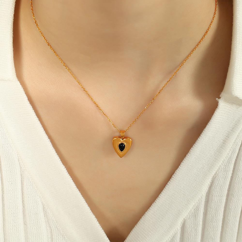 Korean Love Pendant Item Stud Earrings Necklace Women'S Collarbone Chain Niche Design Set