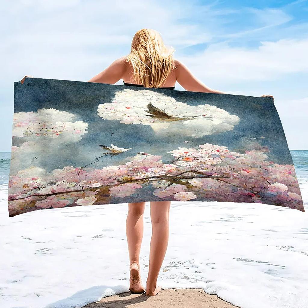 Cherry Blossoms Flowers Microfiber Oversized Beach Towels,Super Absorbent Sand Proof Towel Quick Fast Dry Thin Towels Blanket