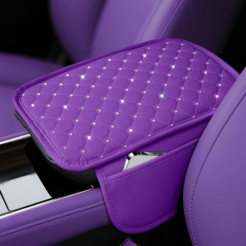 SINGARO Bling Center Console Arm Rest Cover For Car, Middle Console Armrest Storage Box Cover, Interior Bling Car Accessories For Women And Man Gifts
