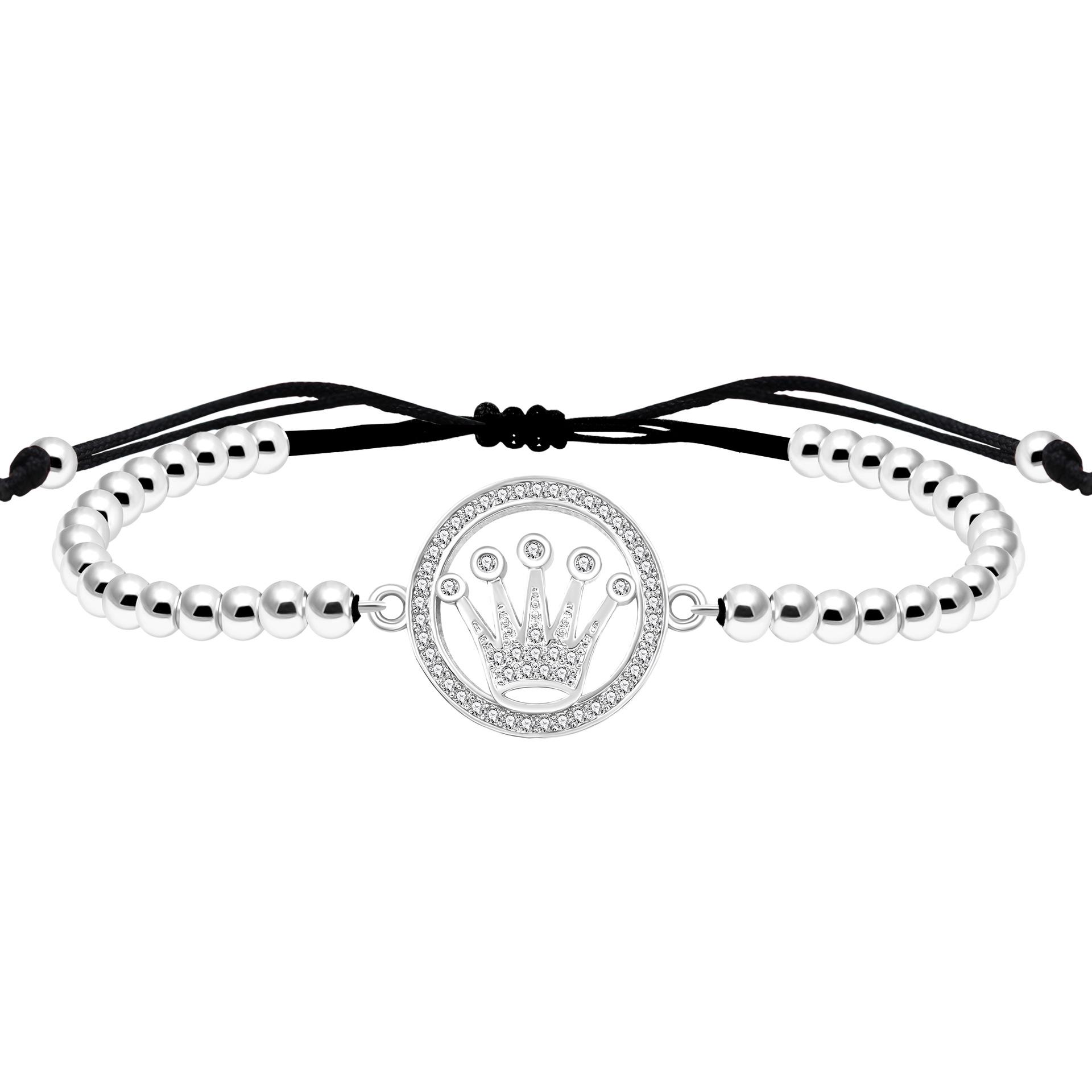 

Браслет-корона из нержавеющей стали 316L с микро-инкрустацией цирконом, 4 мм, женский браслет - не выцветает.