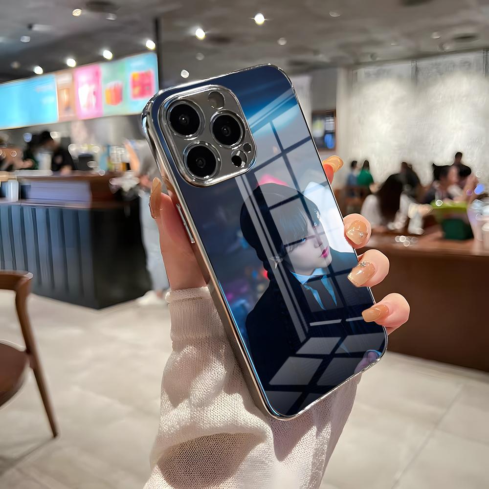 

TV-Wednesday Addams Phone Case For IPhone 17 Pro Max 15 Pro 16 14 Plus 12 13 Mini 11 Pro Shockproof Electroplated Glass Cover iPhone 12 Pro