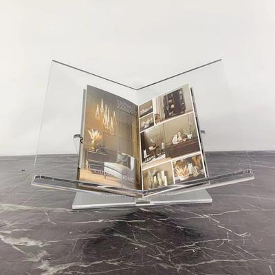 Transparent Acrylic Bookshelf Geometric Magazine Rack Ornaments Desktop Storage Container Home Decoration Accessories