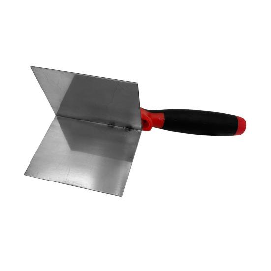 2Pcs Stainless Steel Drywall Corner Trowel with Soft Grip Handle Interior Exterior Corner Blades Ergonomic Anti-Slip Rubber Handle Masonry Corner Tool