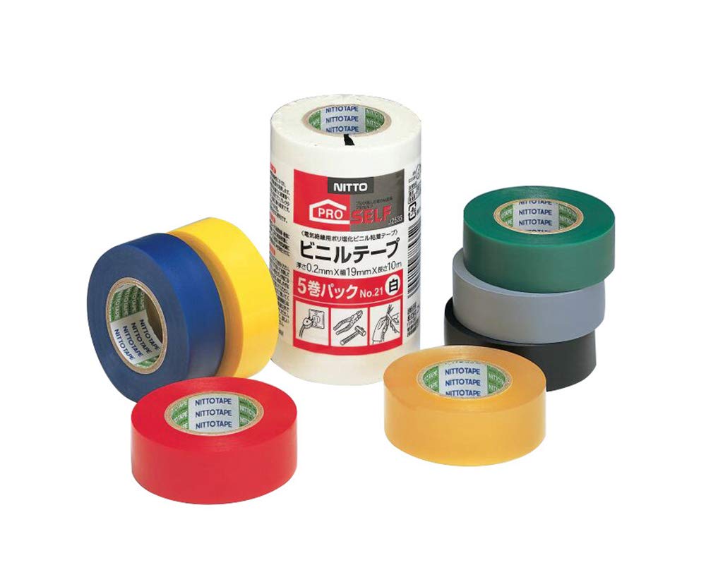 Nitoms Vinyl Tape 21 19mm x J2532 No. Yellow, 5-Pack, 10m,