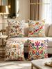 Mexican Otomi Floral Animal Pillow Covers Boho Ethnic Peachskin Cushion Cases For Sofa Livingroom Bedroom Home Decor