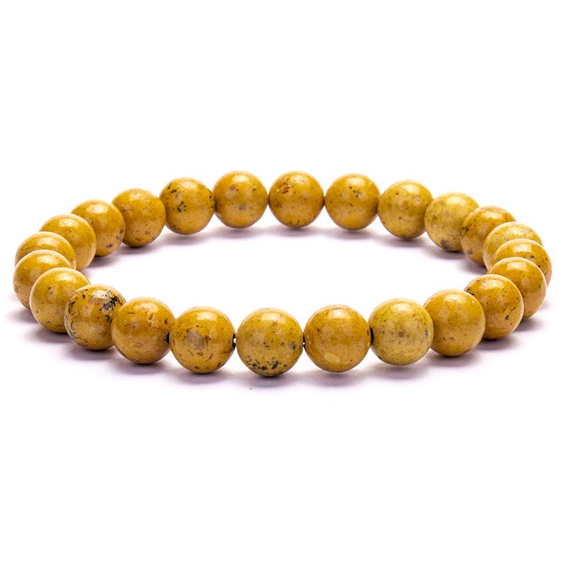 New European & American Style Cross Bracelet, 8MM Natural Stone Beaded Fashion Accessory