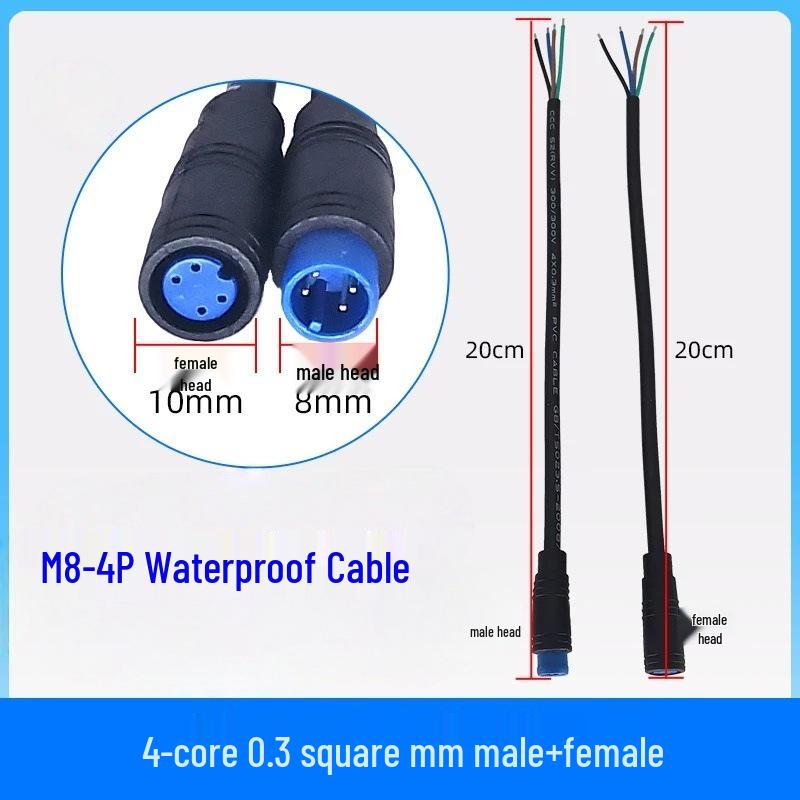Waterproof M8 Connector for Sensor & EV Wiring: Male & Female, 2P/3P/4P/5P