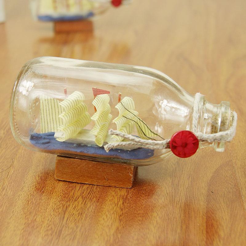Mediterranean Style Glass Ship in a Bottle Ornament - A Popular Tourist Keepsake