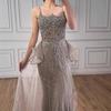 Caramel color luxury high-end beads annual meeting host catwalk performance evening dress skirt woman LA11810A