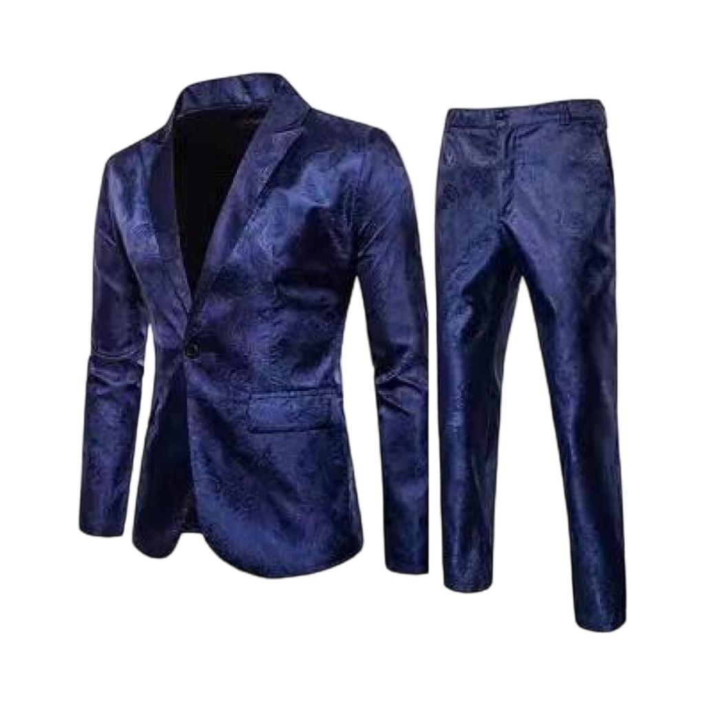 Stylish Men's Glossy Patterned Suit, Single,button Men's Lapel Suit For Nightclubs.
